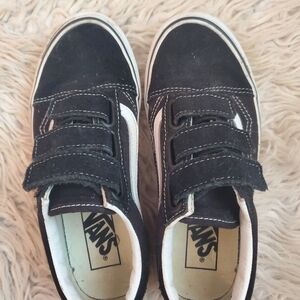 Vans Old Skool Velcro Black and White Velcro Athletic Shoes Size 6